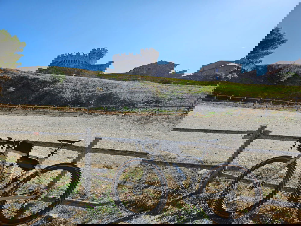 my gravel bike with Populonia in the background