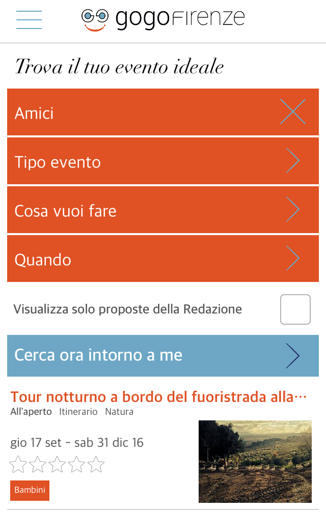Schermata della App GoGoFirenze