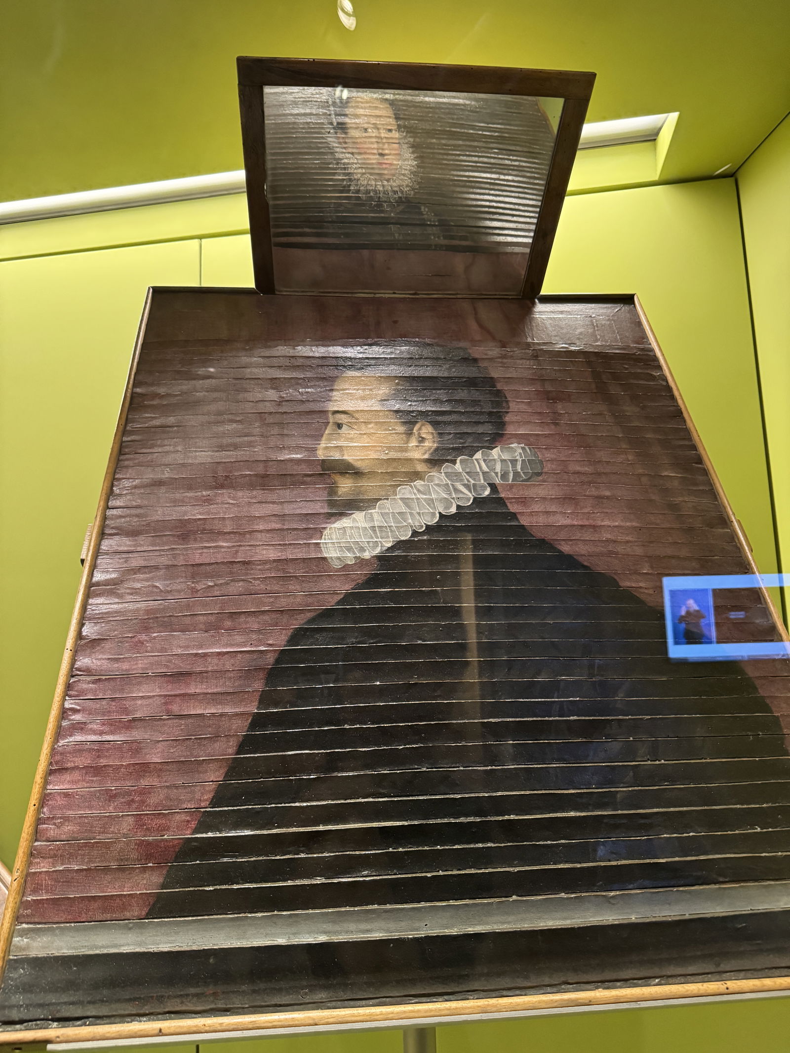 portrait on slats with optical play