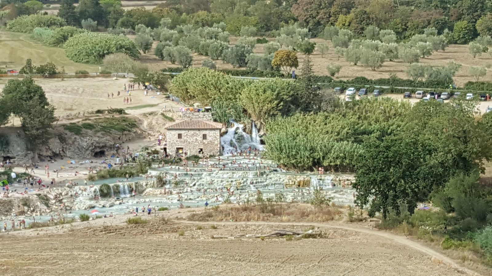 Saturnia Hot Springs: Set in the golden colored hills of Tuscany