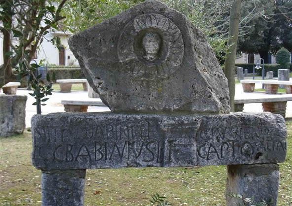Artefacts from early times in Saturnia Tuscany central square