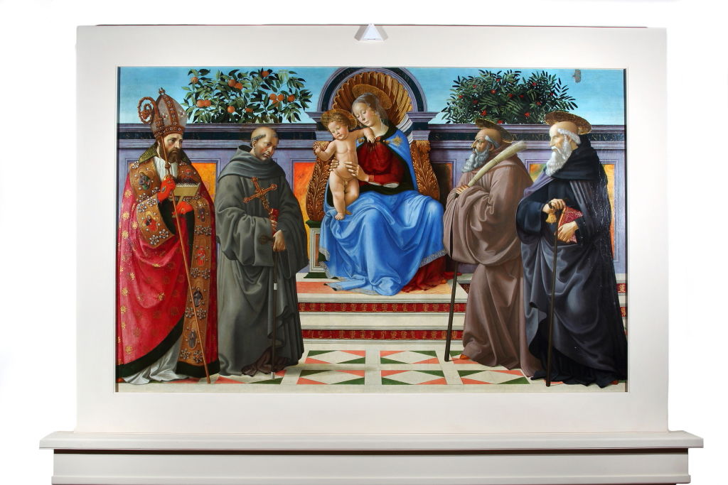 Domenico Ghirlandaio, The Blessed Virgin with the Child and the Saints Biagio, Giovanni Gualberto, Benedict and Antonio abbati circa 1485